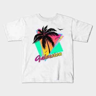 Galveston Cool 80s Sunset Kids T-Shirt